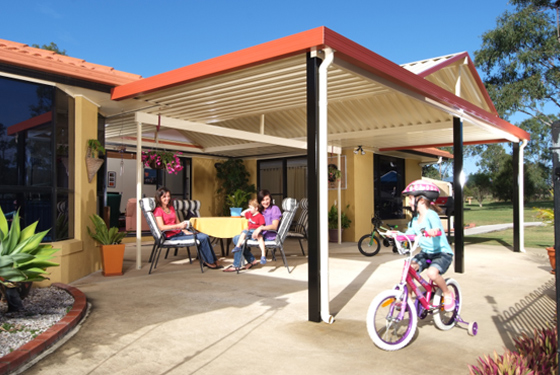 Pergola creating a safe area for the kids to play