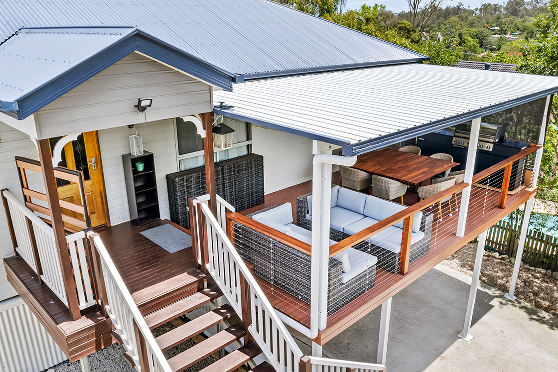 Out door deck in backyard view